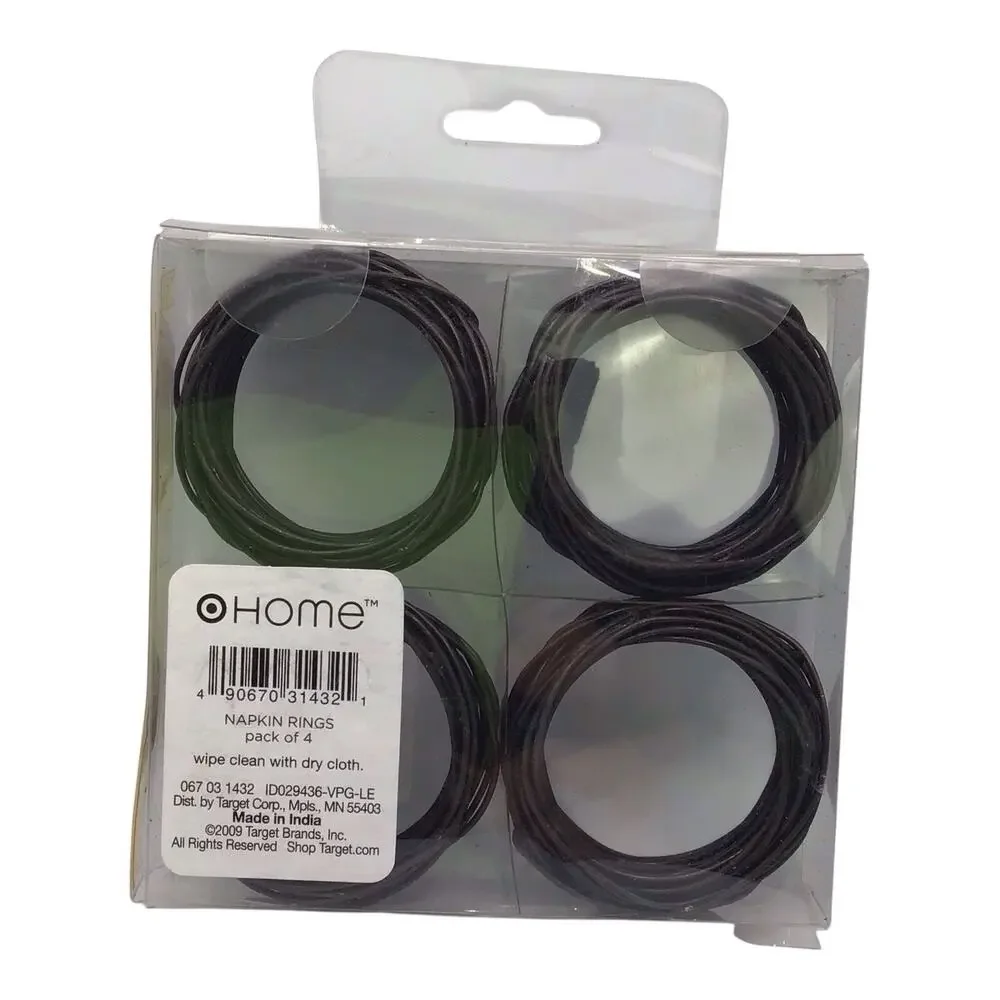 Home Target Brown Metal Woven Napkin Rings Set of 4 New